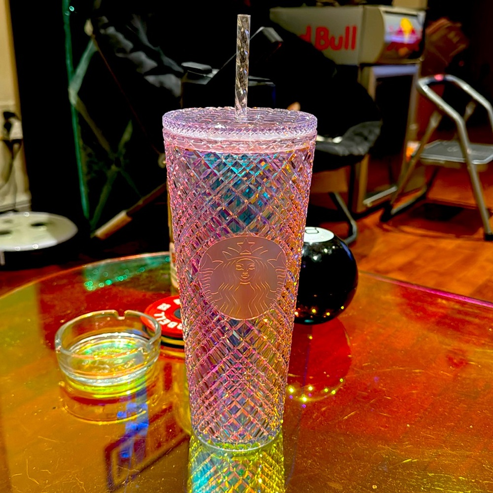 EUC Clear Iridescent Diamond Unicorn Venti 24 oz Starbucks Cold Drink Tumbler